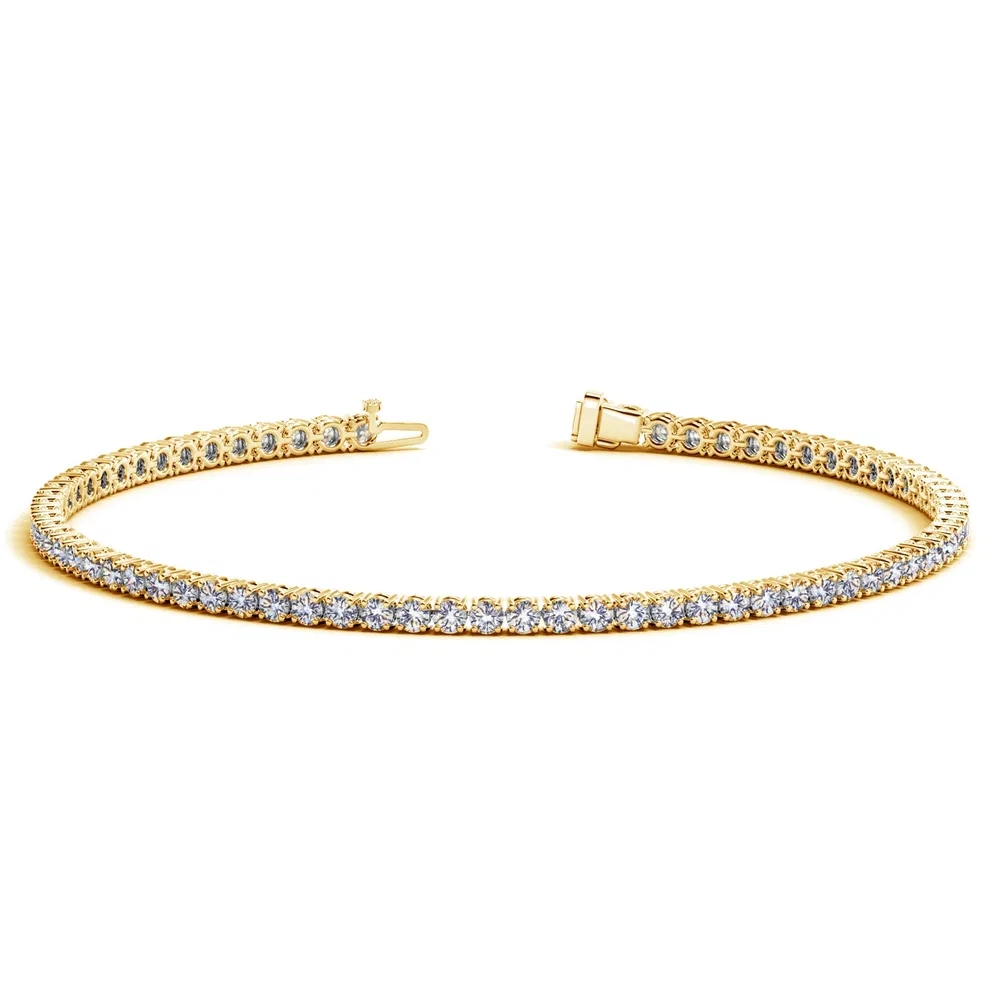 14 Karat Gelbgold Round Diamond Tennis Armband (2 cttw)