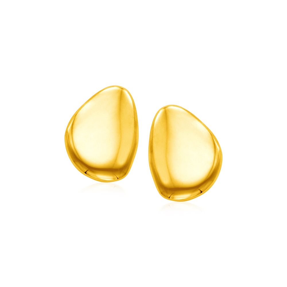 14 Karat gelbes Gold Post Ohrringe mit polierter abstrakter Form