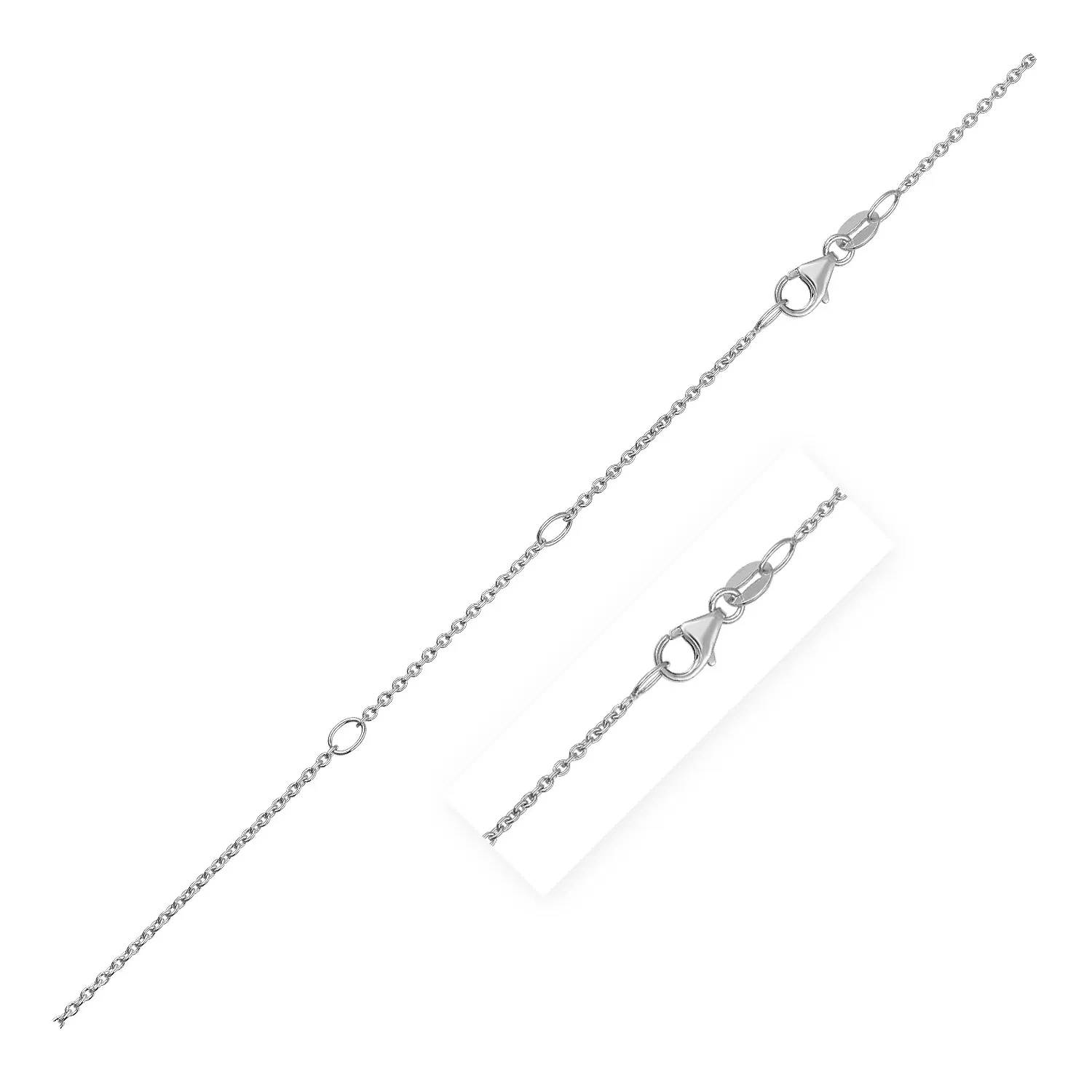 Doppel erweiterbarer Kabelkette in 14 Karat Weißgold (1,2 mm)