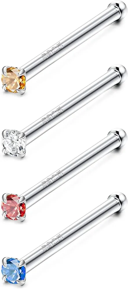 925 Sterling Silber Nasenringe L-geformte Nasen Piercings 20G Multi-Color Opal CZ Nasen Studs für Frauen Nasenloch Lippenknorpel Körperschmuck