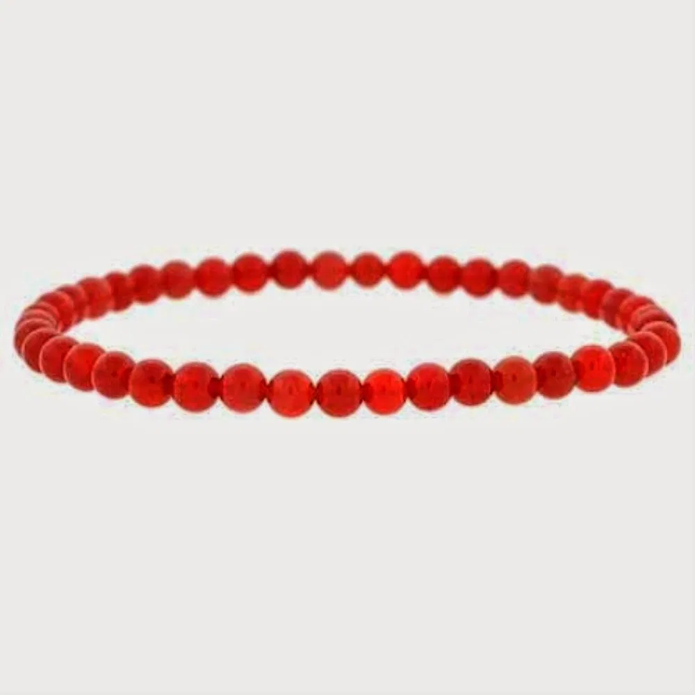 Echtes Carnelian Stein 4mm Perlen Beaded Stretch Armband