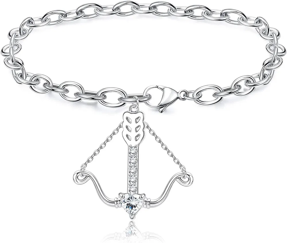 Paar Kette Armband für Frauen Männer verstellbar 5A CZ Bogen und Pfeil Chunky Link Kette Armband Schmuck Geschenk für Freundin