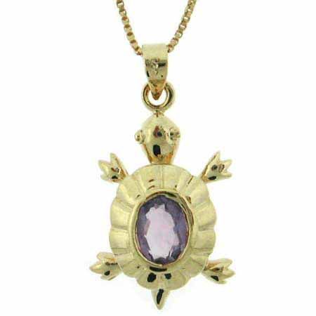 18 Karat Gold über Sterling Silber 1ct Amethyst Schildkröte Anhänger