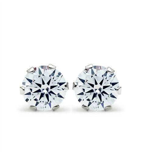 LOS051 - Rhodium 925 Sterling Silber Ohrringe mit AAA-Klasse CZ in Clear