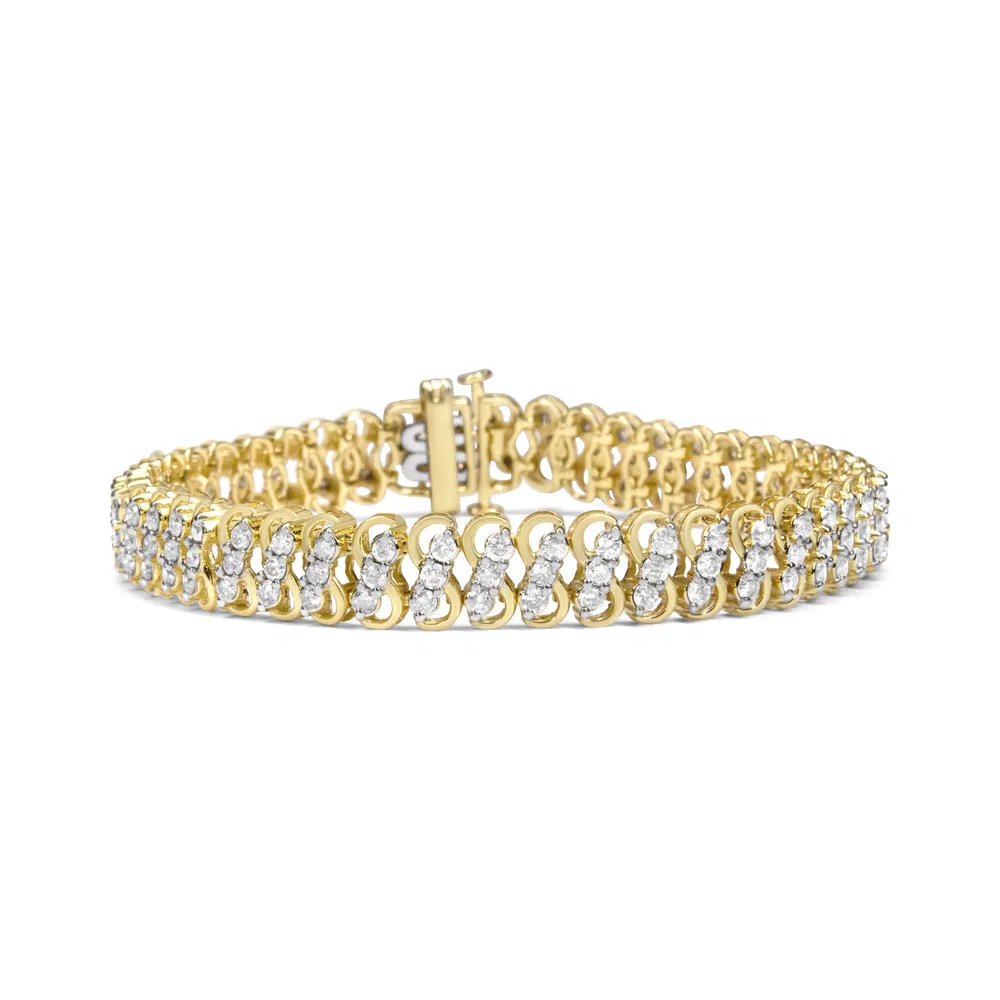 10 Karat Gelbgold 4.0 Cttw Diamant Triple Row Infinity 7