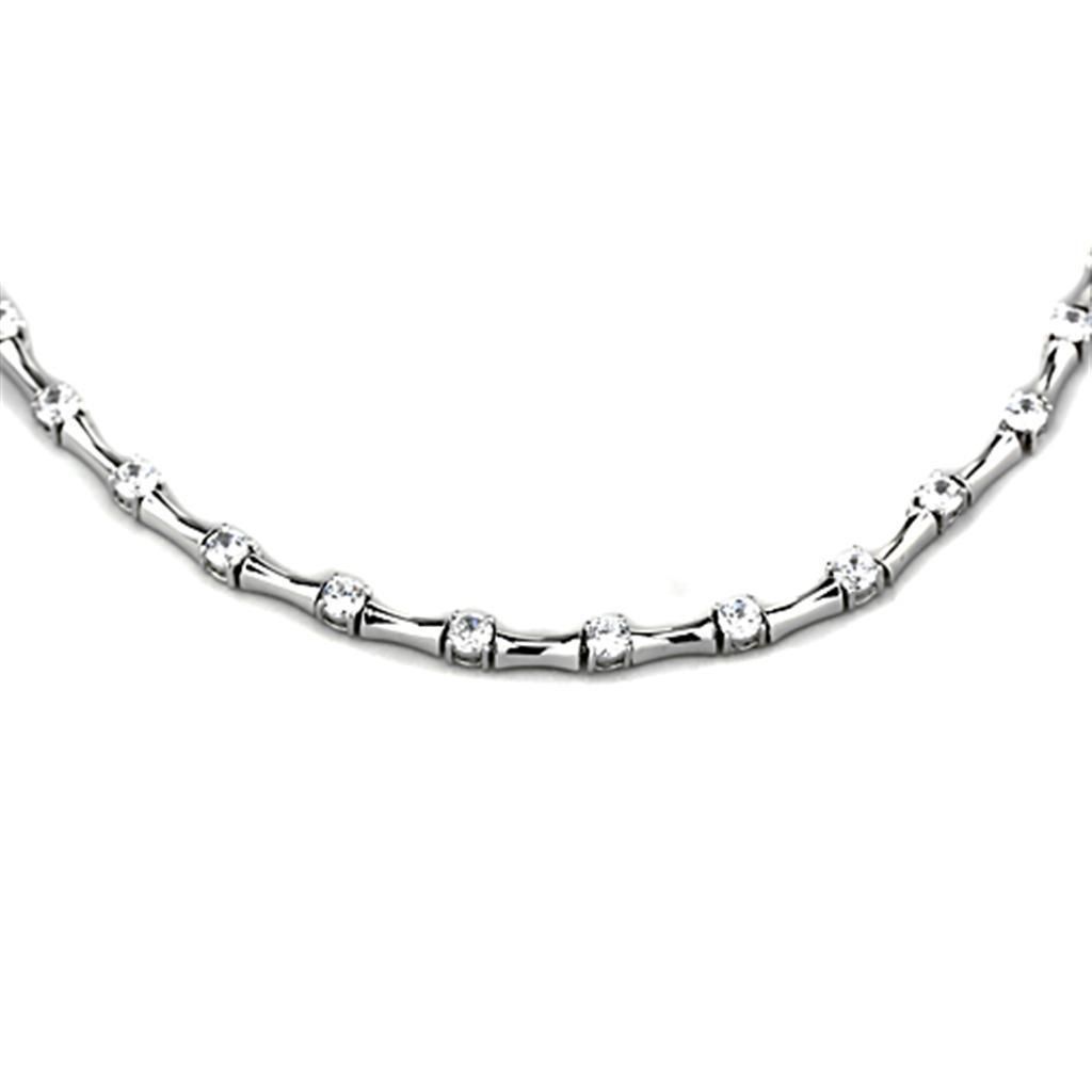 LO2709 - Rhodium-Messing - Halskette mit AAA-Klasse CZ in Clear