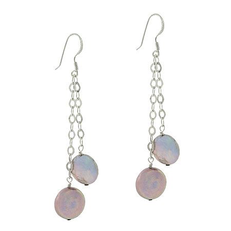 Sterling Silber .925 irisches Grau Runde echte Frischwasser-Kultivierte Münze Pearl Link Dangle Graduierten Ohrringe