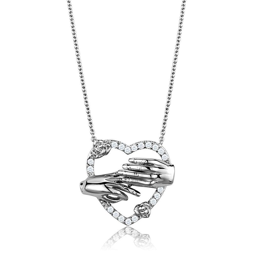 3W1034 - Rhodium-Messing - Kette Anhänger mit AAA-Klasse CZ in Clear