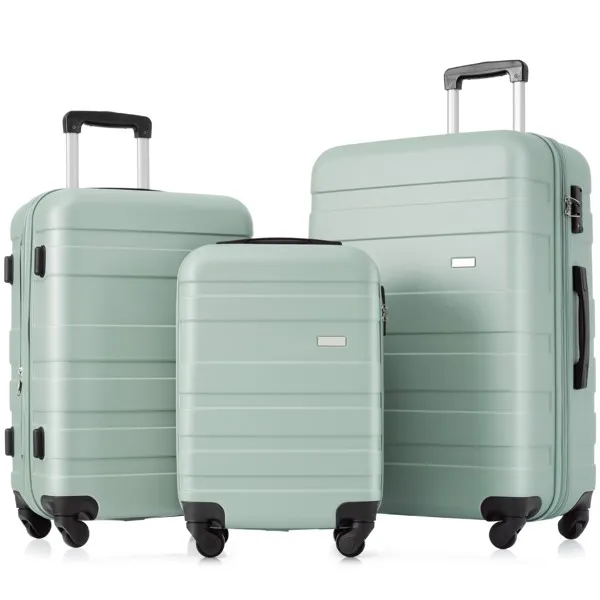Gepäckset Neues Modell erweiterbarer ABS Hardshell 3pcs Clearance Gepäck Hardside Leichtbau Langlebiger Kofferset Spinner Wheels Koffer mit TSA Lock 20''24''28'' (Grün)