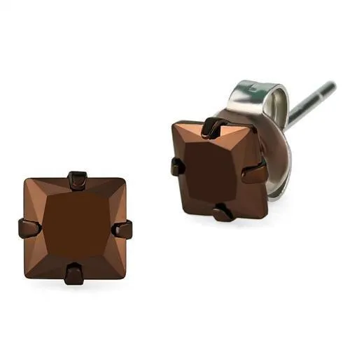 TK2583 - Zwei Tone IP Light Brown (IP Light Coffee) Edelstahl Ohrringe mit AAA-Klasse CZ in Light Coffee