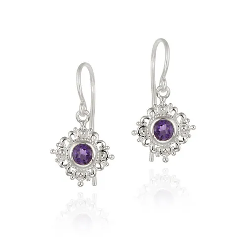 Sterling Silber Amethyst Filigree Dangle Ohrringe
