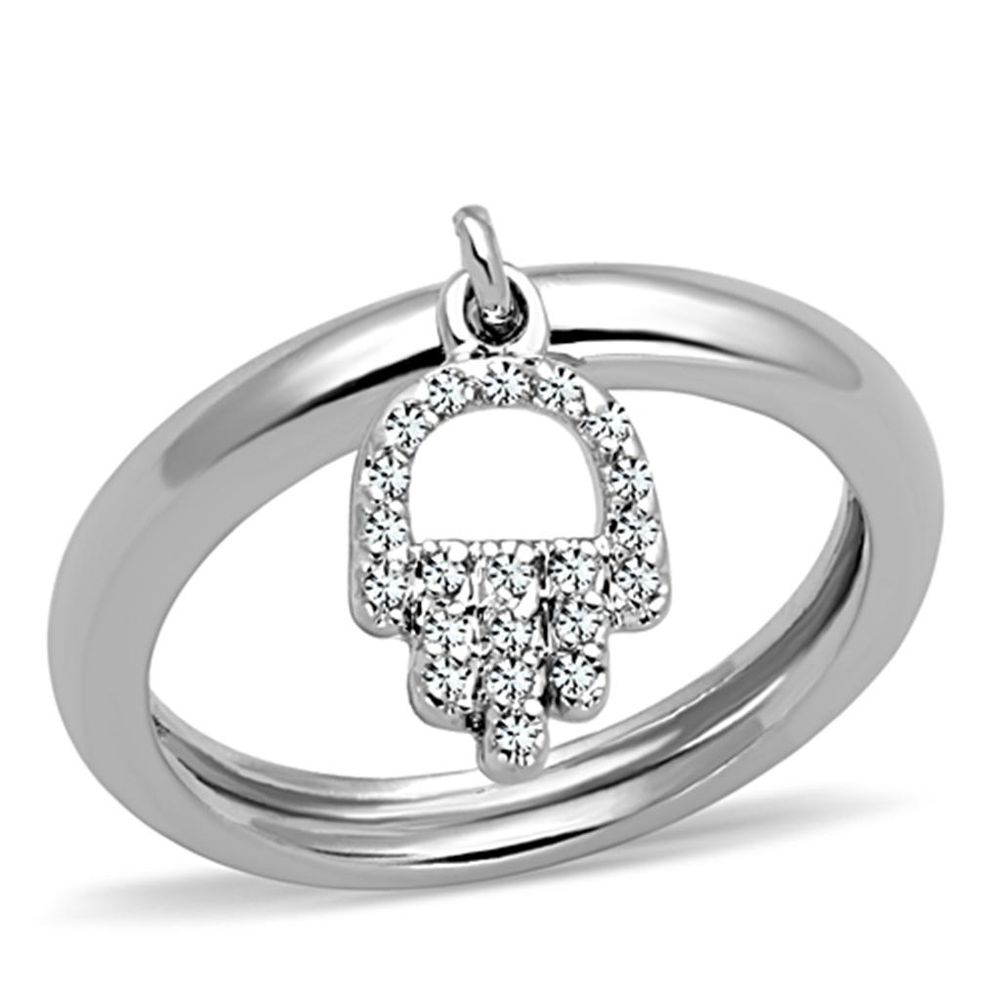 3W808 - Rhodium-Messing - Ring mit AAA-Klasse CZ in Clear