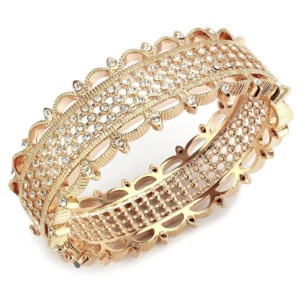 LO4344 - Rose Gold Brass Armband mit Top-Grade - Kristall in Clear