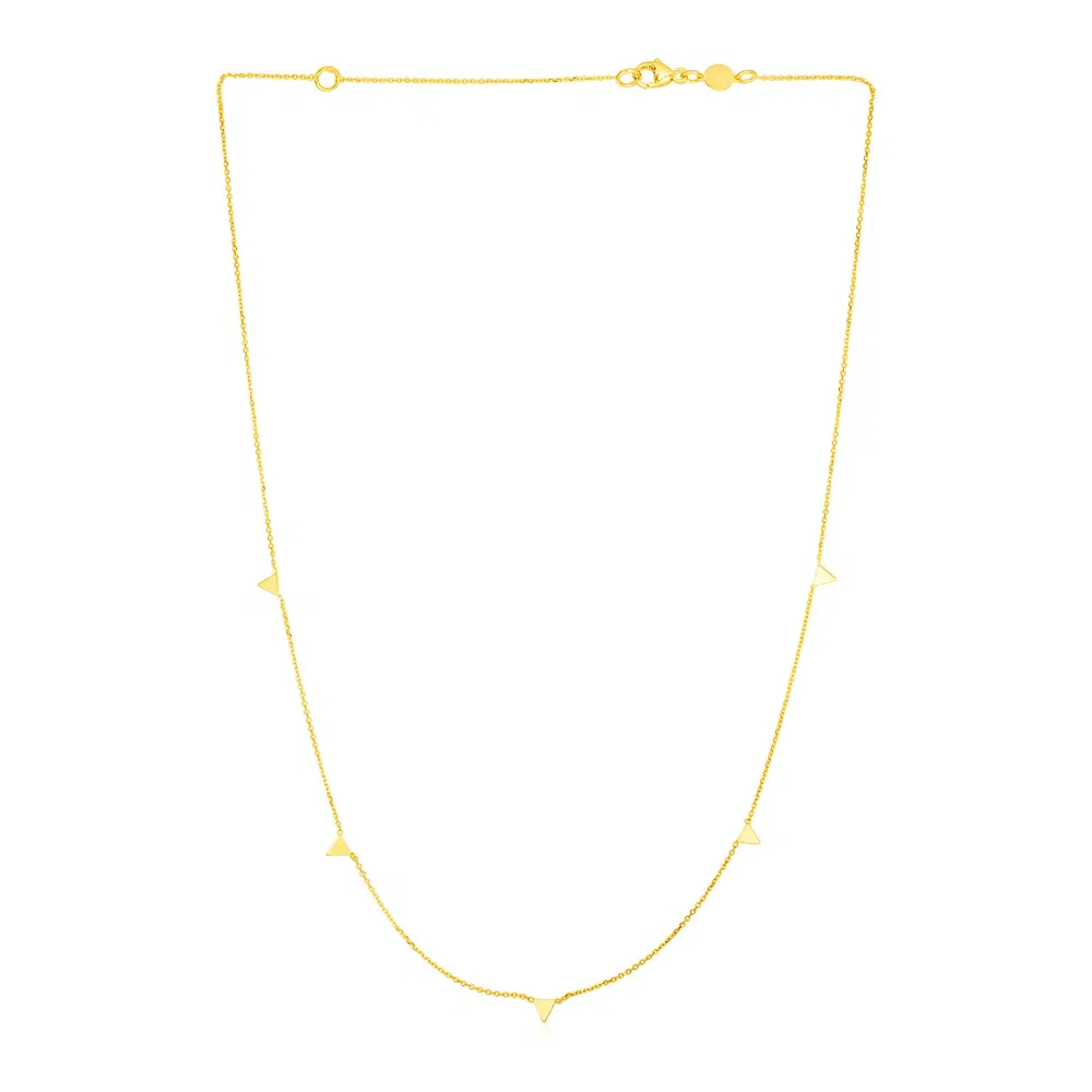14 Karat gelbes Gold Halskette mit Dreiecken