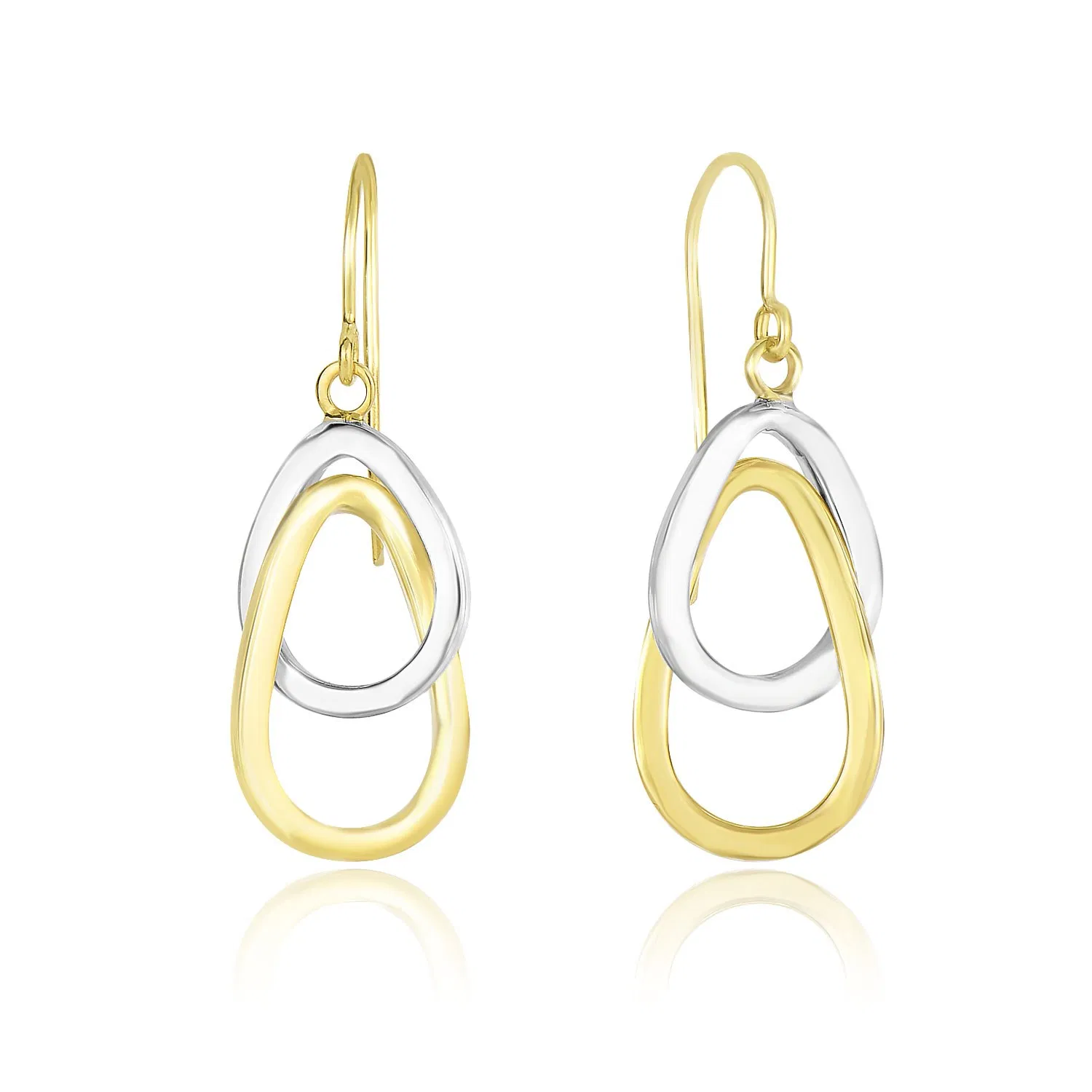 14 Karat Zwei-Ton - Gold Interlaced Open Teardrop Drop Ohrringe