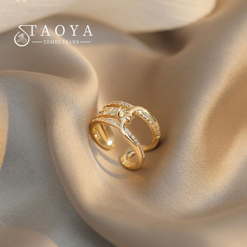 2021 Neues kreatives geometrisches Element Knoten Metall Goldfarbe offene Ringe für Frau Mode Schmuck Luxus Party Mädchen ungewöhnliche Ring