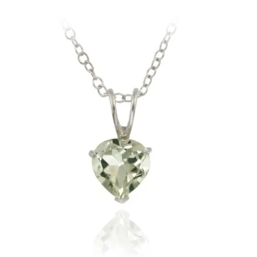 Sterling Silber 1.1ct. TGW Grüner Amethyst 7mm Herz Solitaire Anhänger, 18