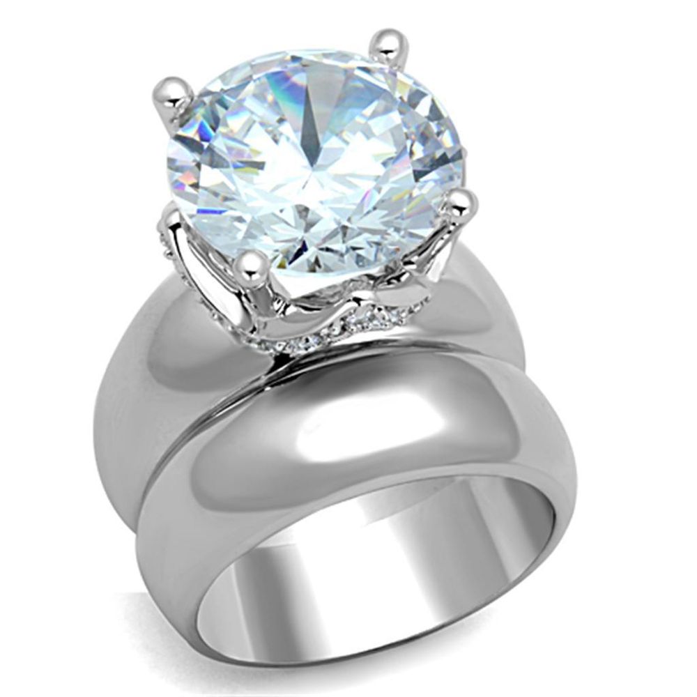 3W802 - Rhodium-Messing - Ring mit AAA-Klasse CZ in Clear