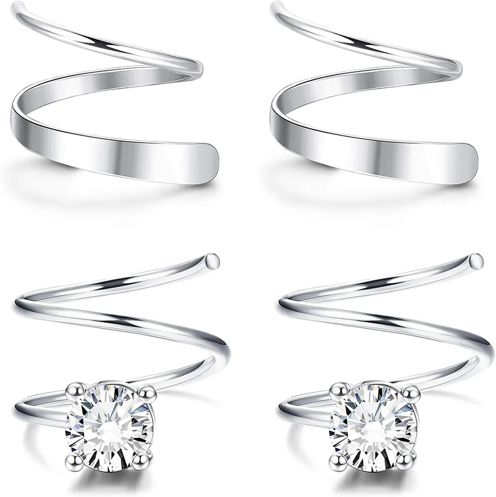 925 Sterling Silber Doppel Twist Hoop Ohrringe für Frauen Star Herz CZ Mode Ohr Kletterer Wrap Cuff Ohrringe Set