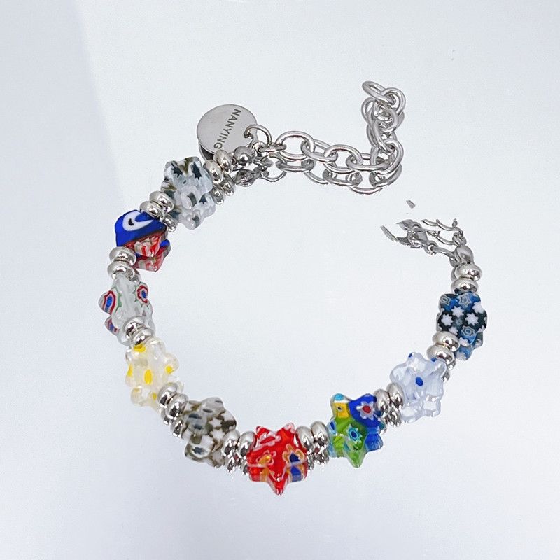 Damen Original Farbglas Fünf-Zahn - Stern-Armband
