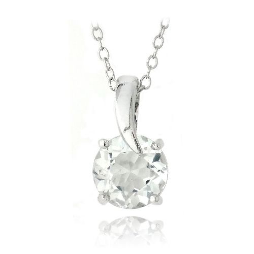 Sterling Silber 2,5 ct weiße Topaz rund Curve Halskette