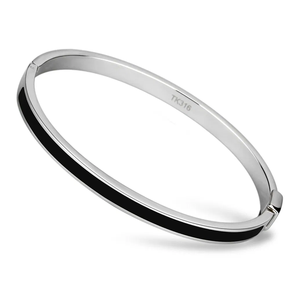 TK741 - Hoch poliertes (ohne Beschichtung) Edelstahl Armband mit Epoxy in Jet
