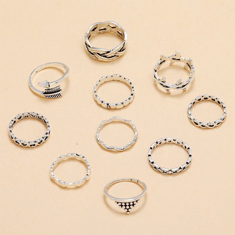 Herzblatt Vine Geometrischer Wellenring 10 PCs Set