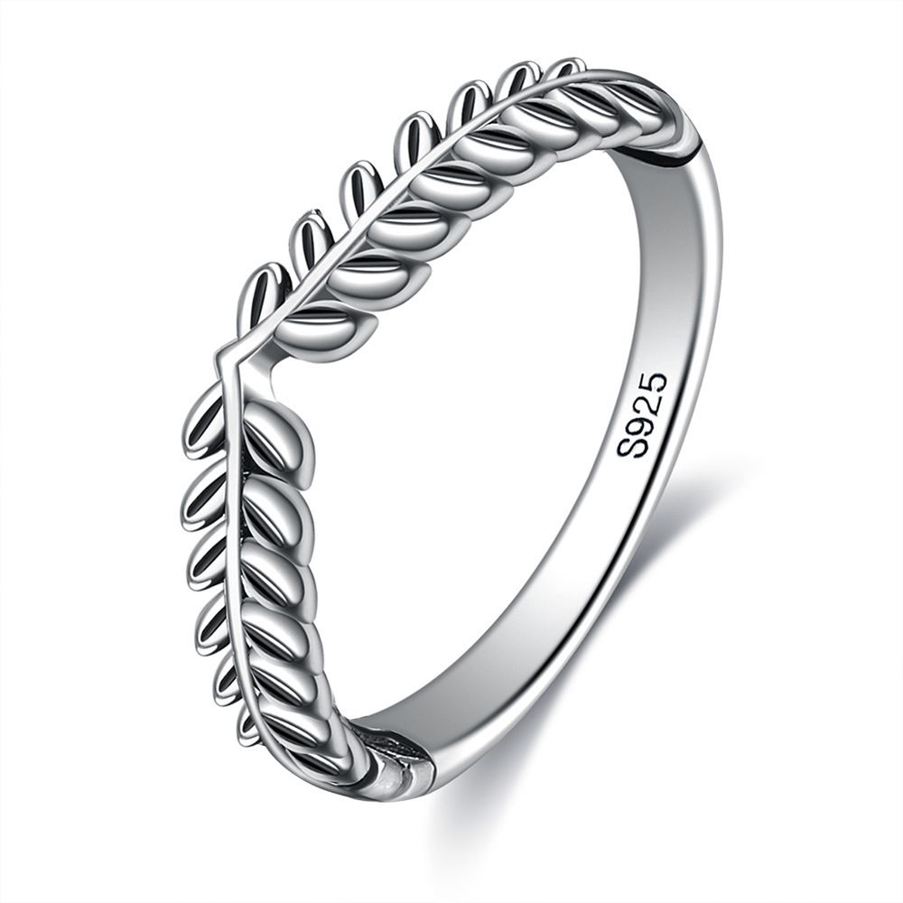 925 Sterling Silber Blatt Ring Retro Blemish