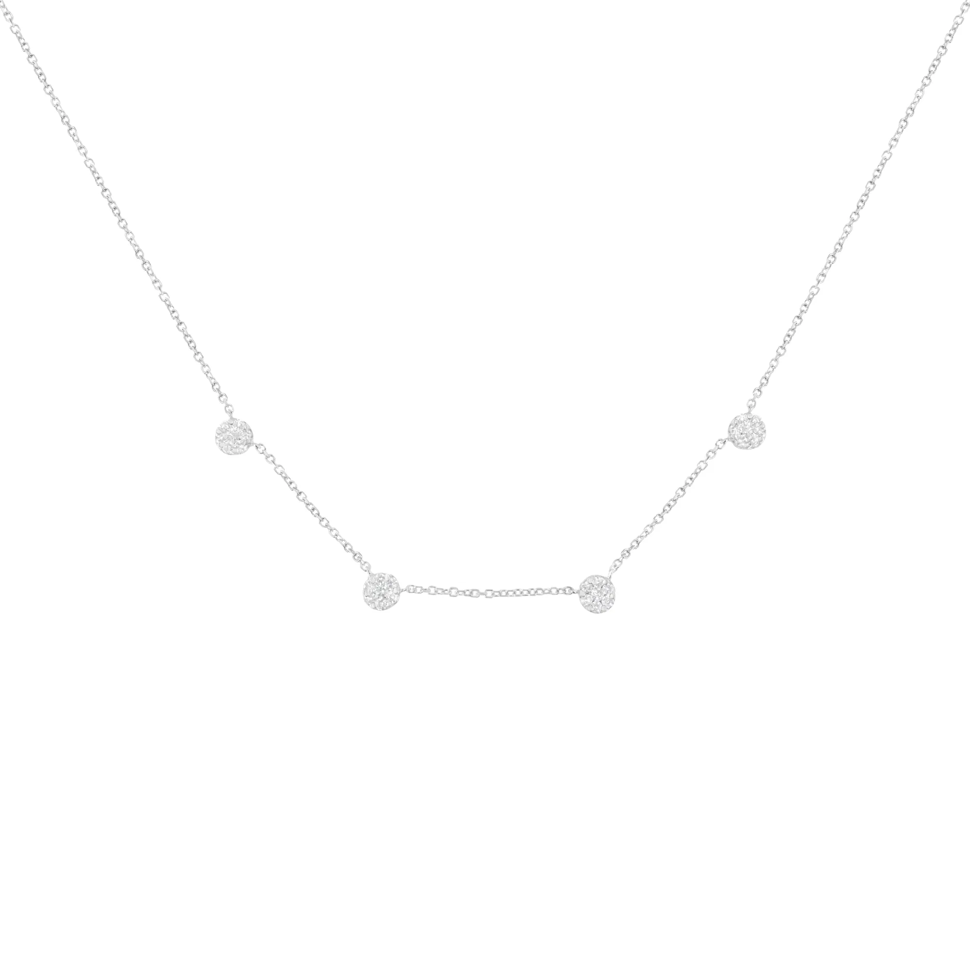 14K Weißgold 1 1 / 10 Cttw Diamant Floral Cluster 4 Station Verstellbare 16 - 18 Zoll Halskette (H-I Farbe, SI2 - I1 Klarheit)