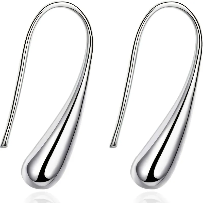 Ein Paar von 925 Silber Mode einfache Wassertropfen Form Silber Ohrringe Frauen feinen Schmuck