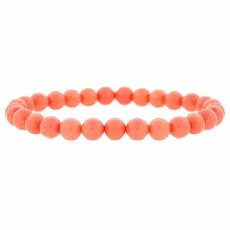 Simulierte Pink Coral Stone 6mm Bead Beaded Stretch Armband