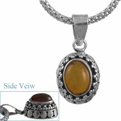 Sterling Silber .925 Bali Perlen Echt Amber Stein Anhänger