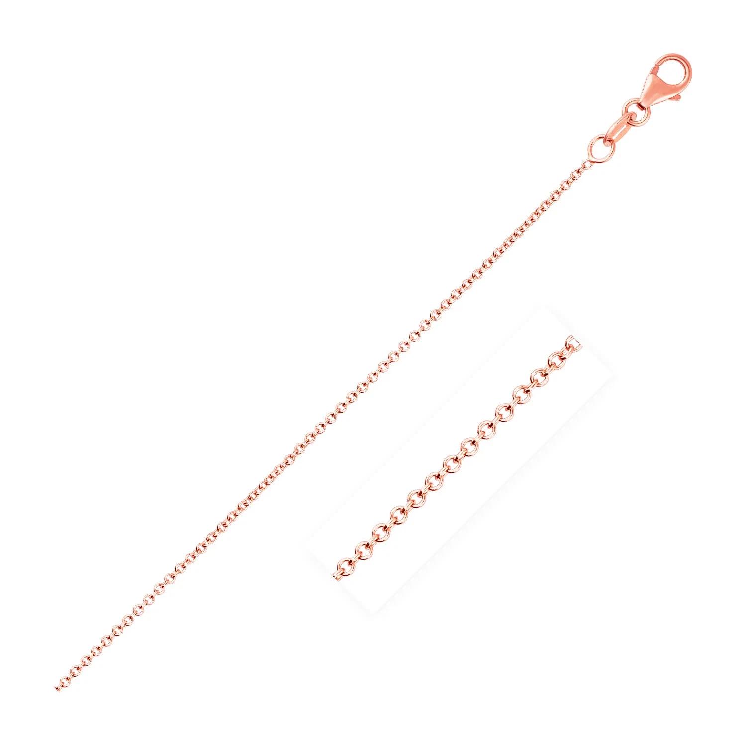 14K Pink Gold Round Cable Link Kette 1.1mm