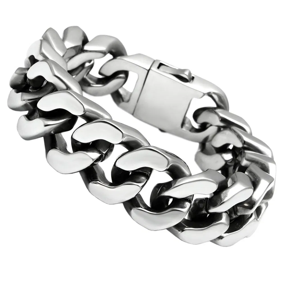 TK445 - Hoch poliertes (ohne Beschichtung) Edelstahl-Armband ohne Stein