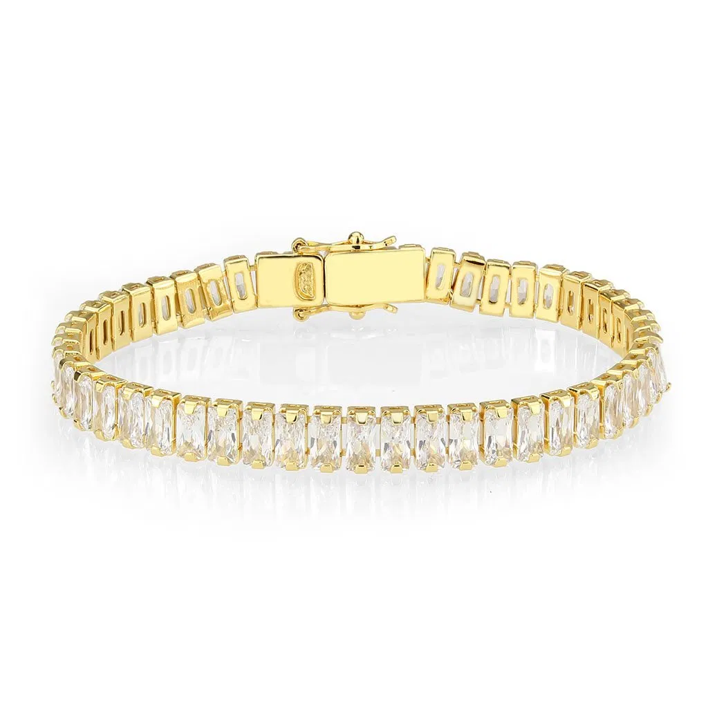 3W1704 - Gold-Messing - Armband mit AAA-Klasse CZ in Clear