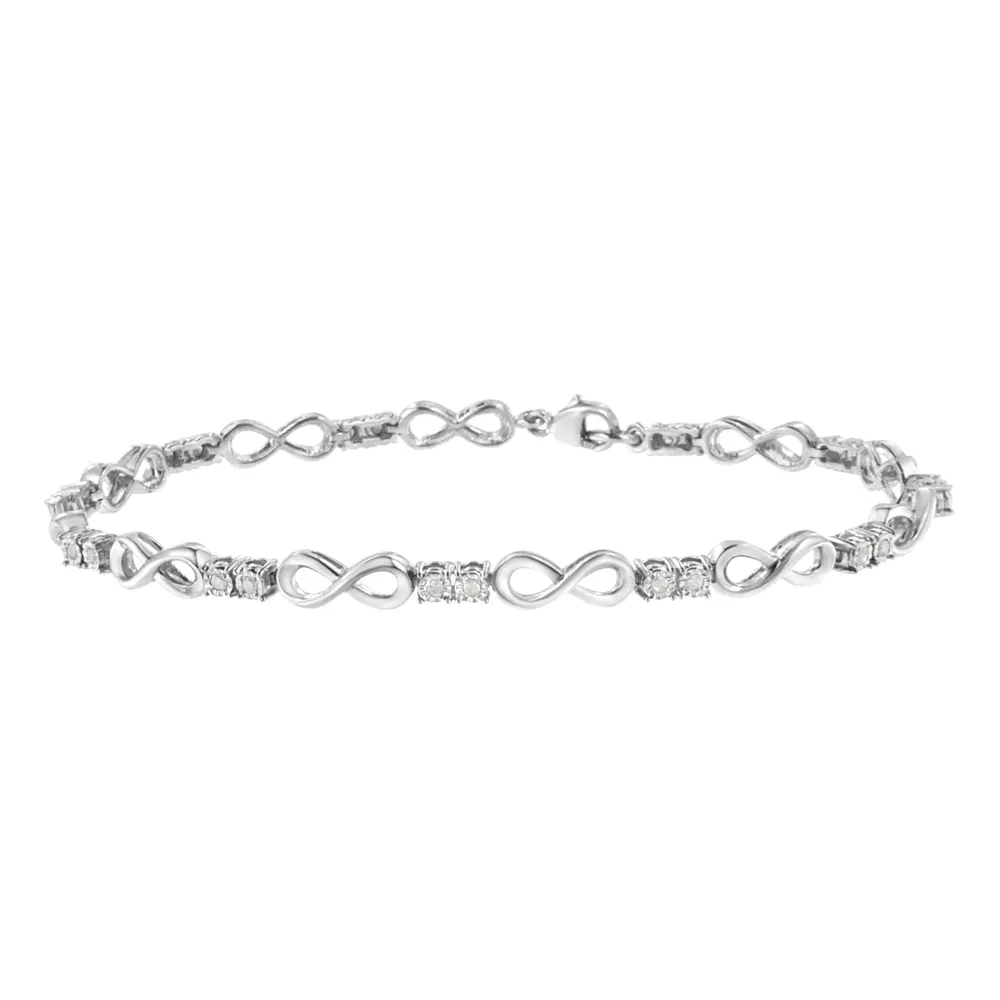 .925 Sterling Silber 1 / 4 cttw Wunder-Set Diamant Infinity Link Armband (I-J Farbe, I3 - Promo Klarheit) - 7.25