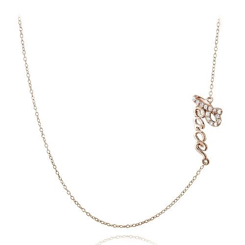 Rose Gold Ton über Sterling Silber CZ Friedenskette Halskette