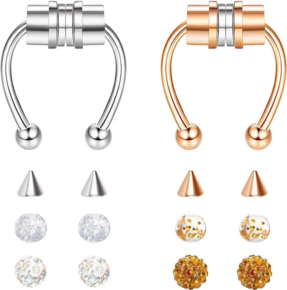 Magnetische Septum Ringe für Frauen Männer Falsche Nase Ring Hoop Edelfeisen Septum Piercing Falsche Nase Septum Ringe Nicht-Pierced Clip auf Nase Hoop Ringe