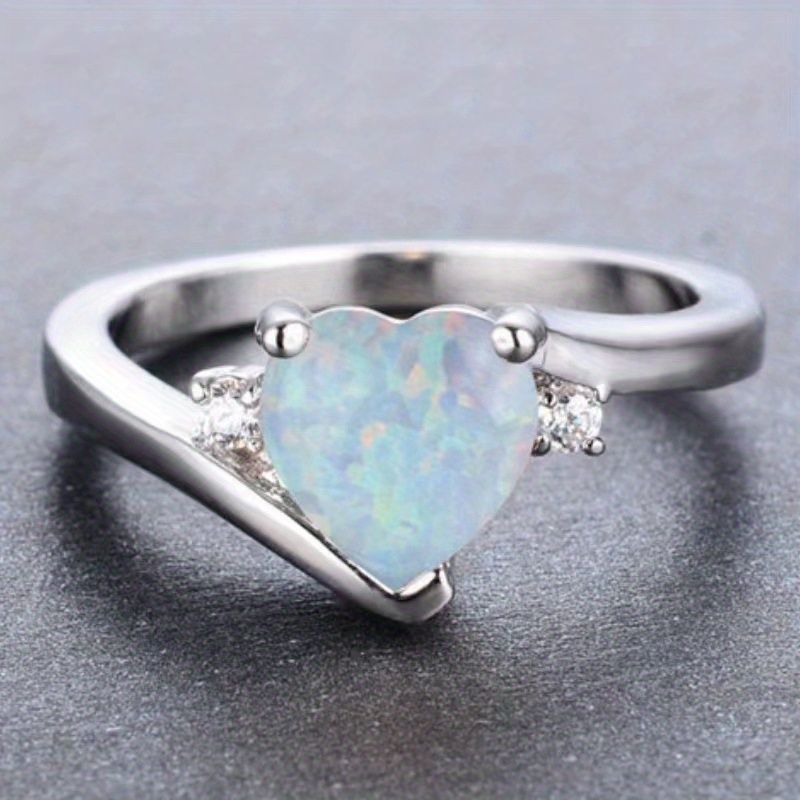 1pc Moonstone Heart Rhinestone Ring Geschenk für Männer und Frauen