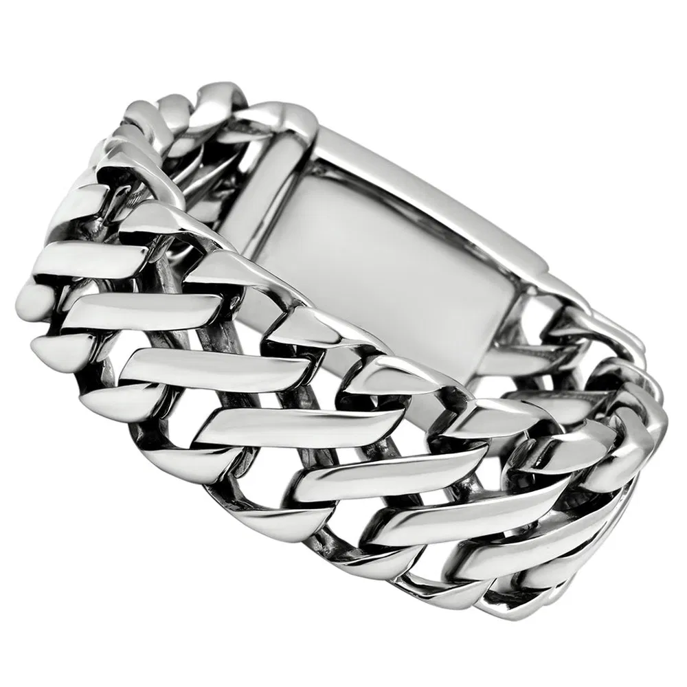 TK447 - Hoch poliertes (ohne Verzinkung) Edelstahl-Armband ohne Stein