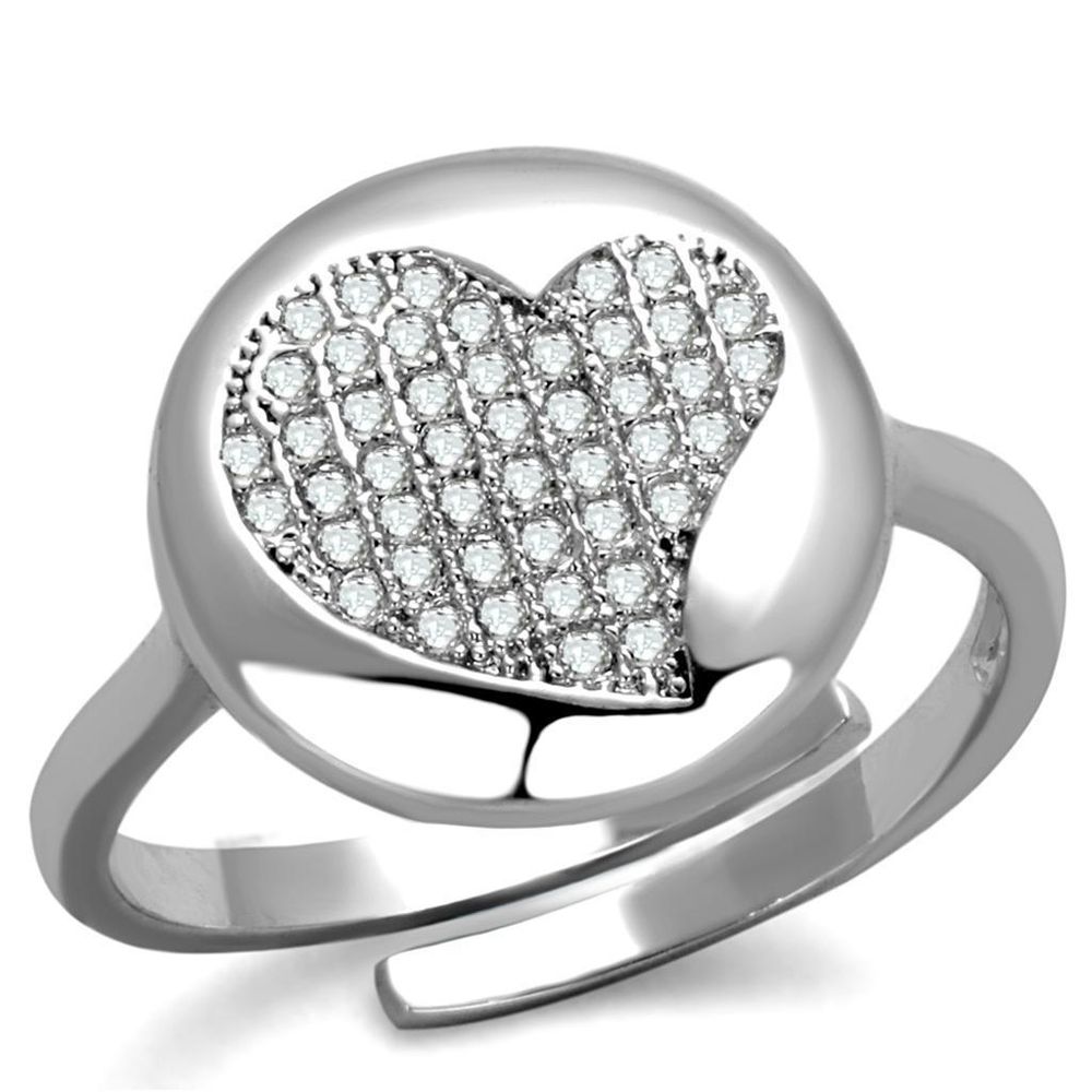 3W864 - Rhodium-Messing - Ring mit AAA-Klasse CZ in Clear