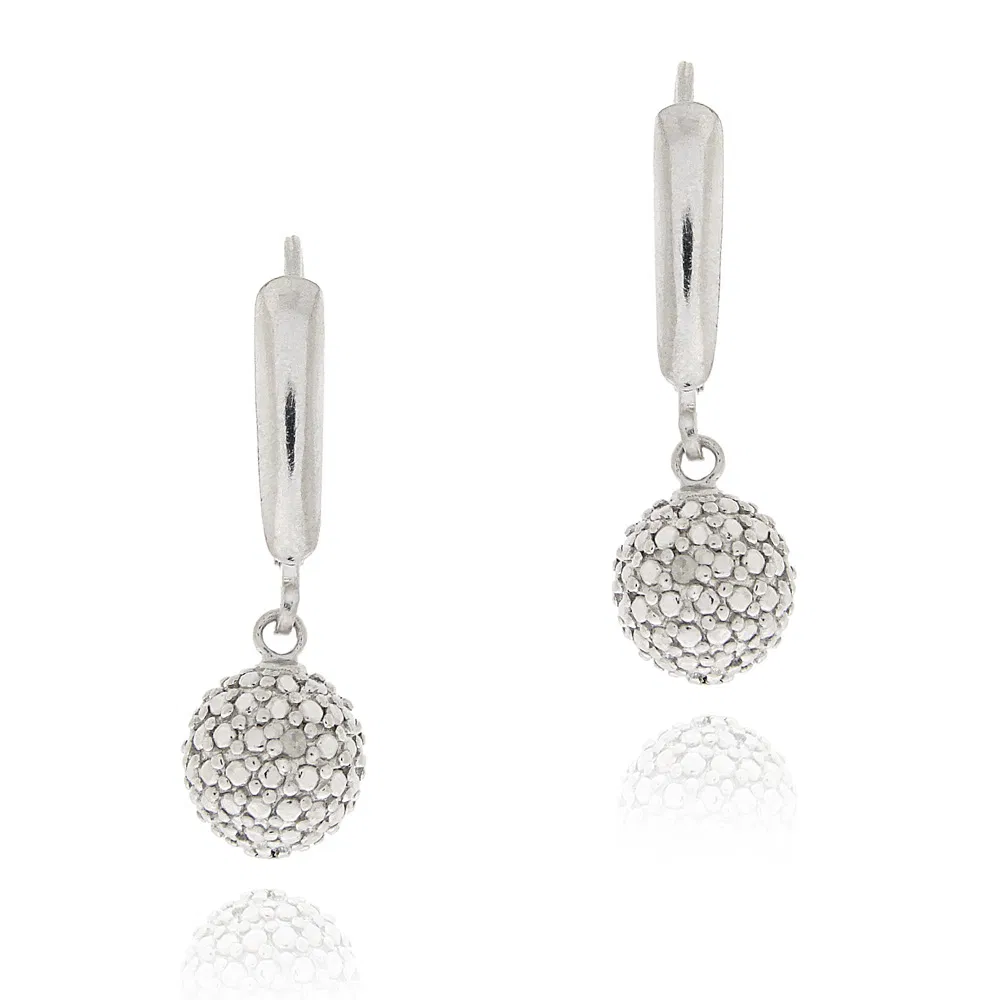 Sterling Silver Diamond Accent Ball Dangle Leverback Ohrringe