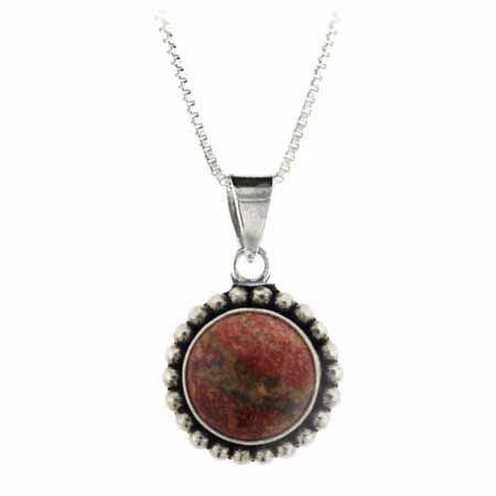 Sterling Silber Echtes Chalcedit Stein Bali Perlen Kreis Anhänger