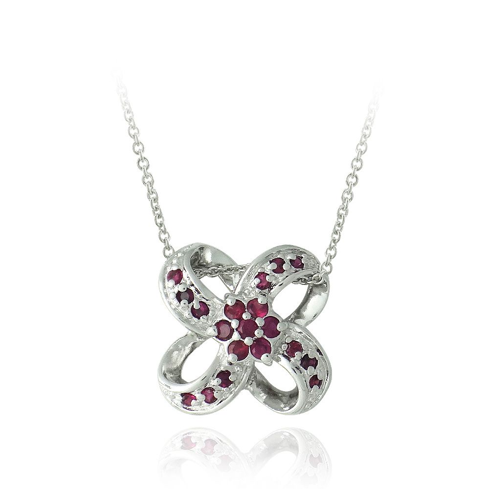 Sterling Silber Rot CZ Pinwheel Blumen Anhänger