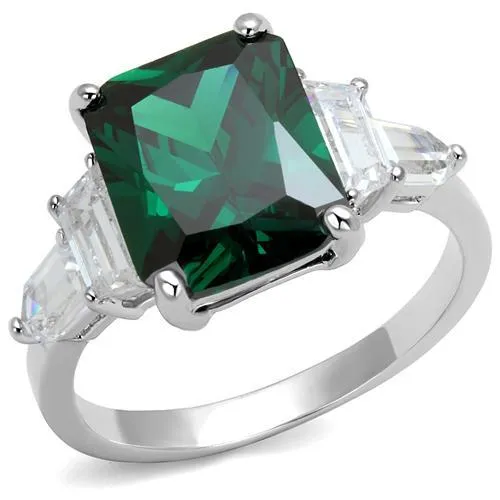 3W1363 - Rhodium-Messing - Ring mit synthetischem Spinel in Smaragd