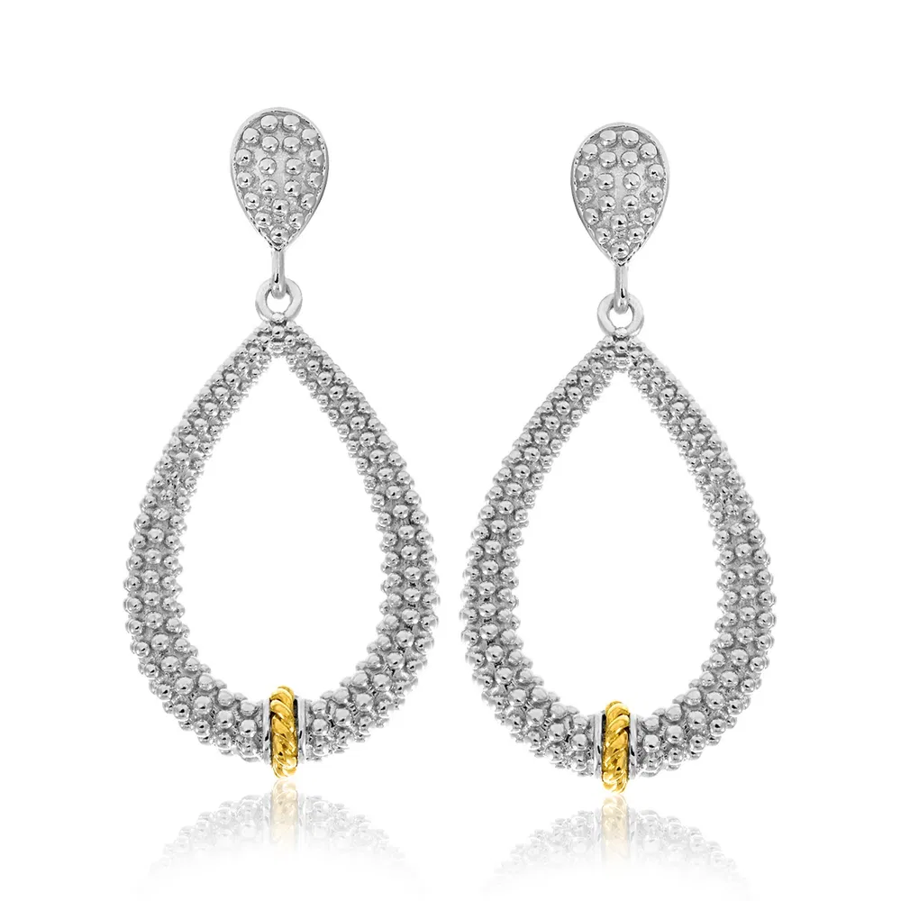18 Karat Gelbgold & Sterling Silber Diamant Accentuated Graded Popcorn Ohrringe