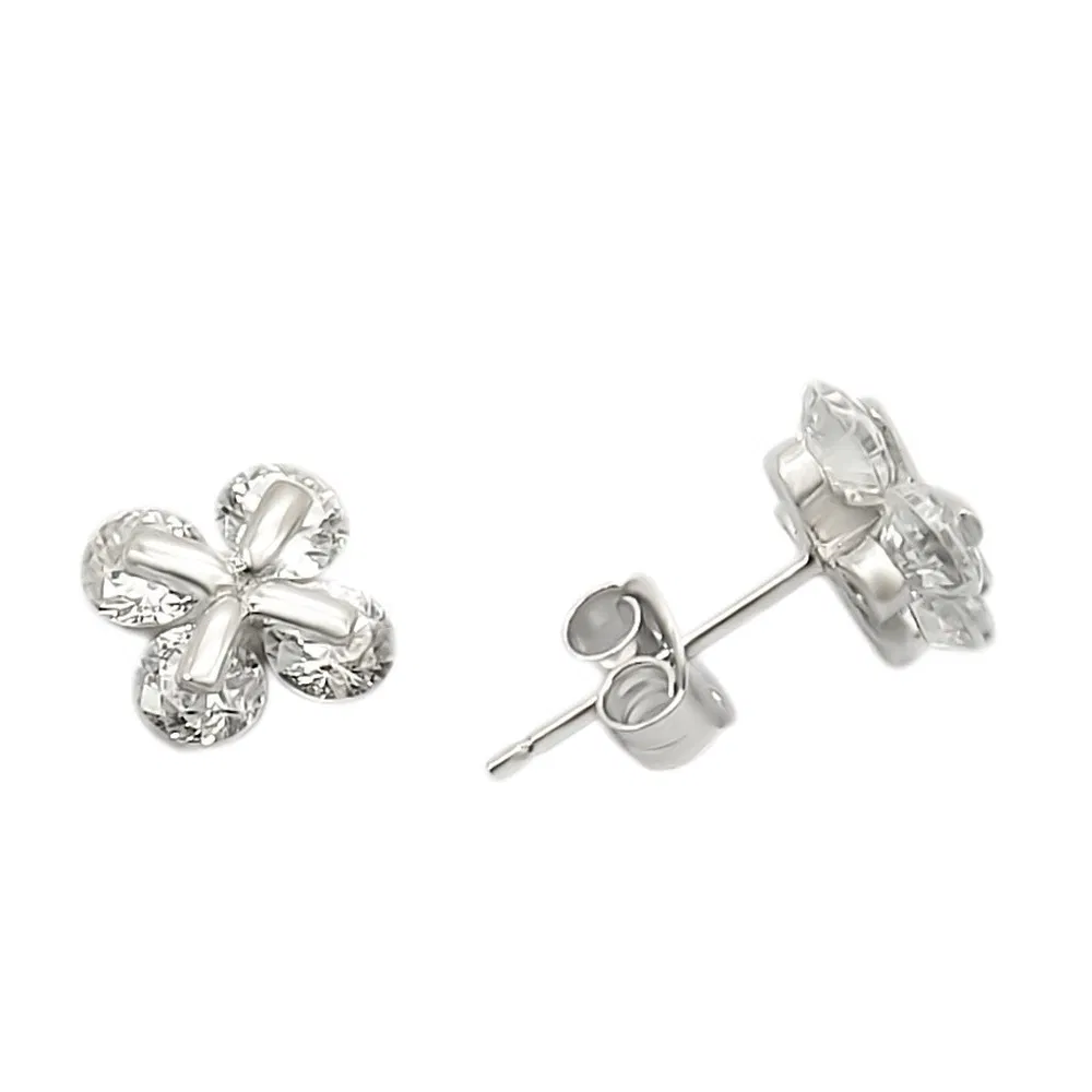 LOS305 - Rhodium 925 Sterling Silber Ohrringe mit AAA-Klasse CZ in Clear