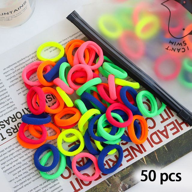 50 Stück Set Girl Colorful Ornament Nylon Elastische Haarband