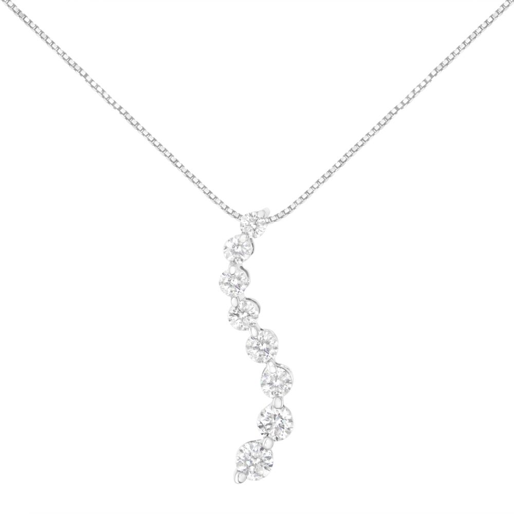 AGS zertifiziertes 14 Karat Weißgold 3,0 Cttw Baguette und Brilliant Round-Cut Diamond Journey 18