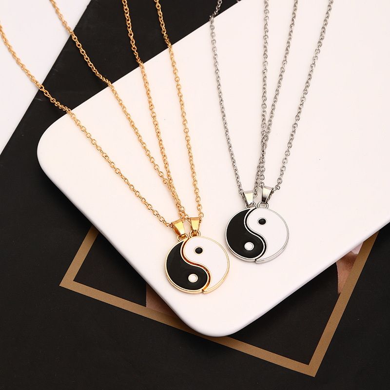 Mode Herz Magnet Paired Pendant Tai Chi Halskette für Paare Frauen Freundschaft Schmuck Seil Link Chain Choker Party Lover Geschenk